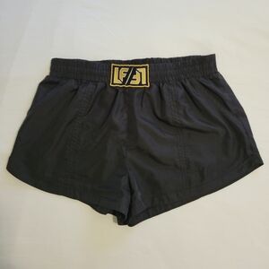 LF Los Angeles Black Nylon Shorts with Gold Logo Patch – Size Small